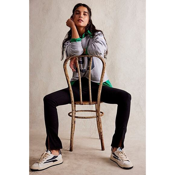 New FREE PEOPLE We The Free Double Dutch Pull-On Slit Skinny Jeans $78 SMALL Blk - Picture 2 of 8